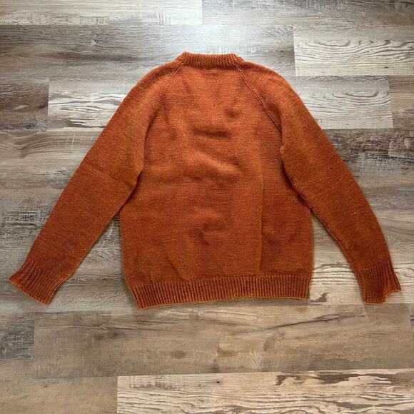 Vintage Handmade Rust Wool V-Neck Sweater Soft Knit Fall Layering Medium - Picture 2 of 5